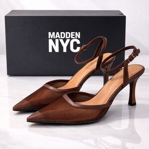 “Madden NYC Brown Mesh Slingback Heels Size 11 NWT Hard to Find”